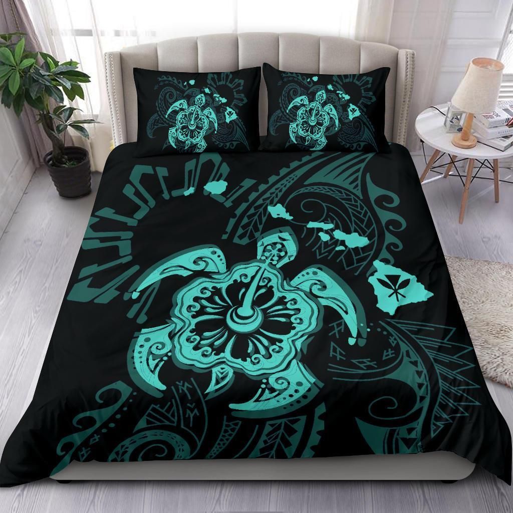 Hawaii Hibiscus Turtle Turquoise Bedding Set