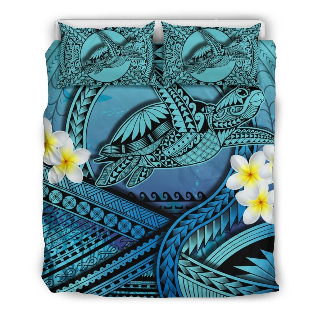Hawaii Kakau Polynesian Plumeria Turtle Toon Style Bedding Set