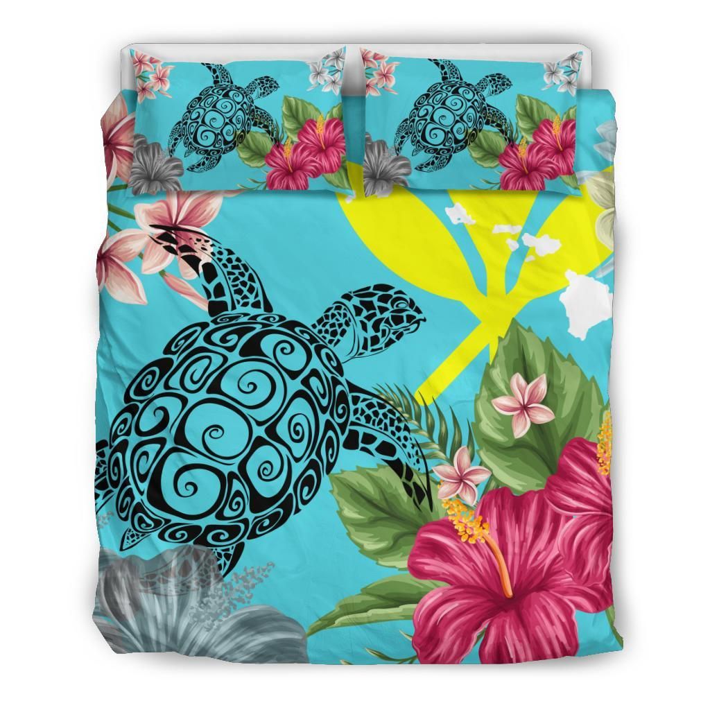 Hawaii Kanaka Turtle Hibiscus Plumeria Tropical Style Bedding Set