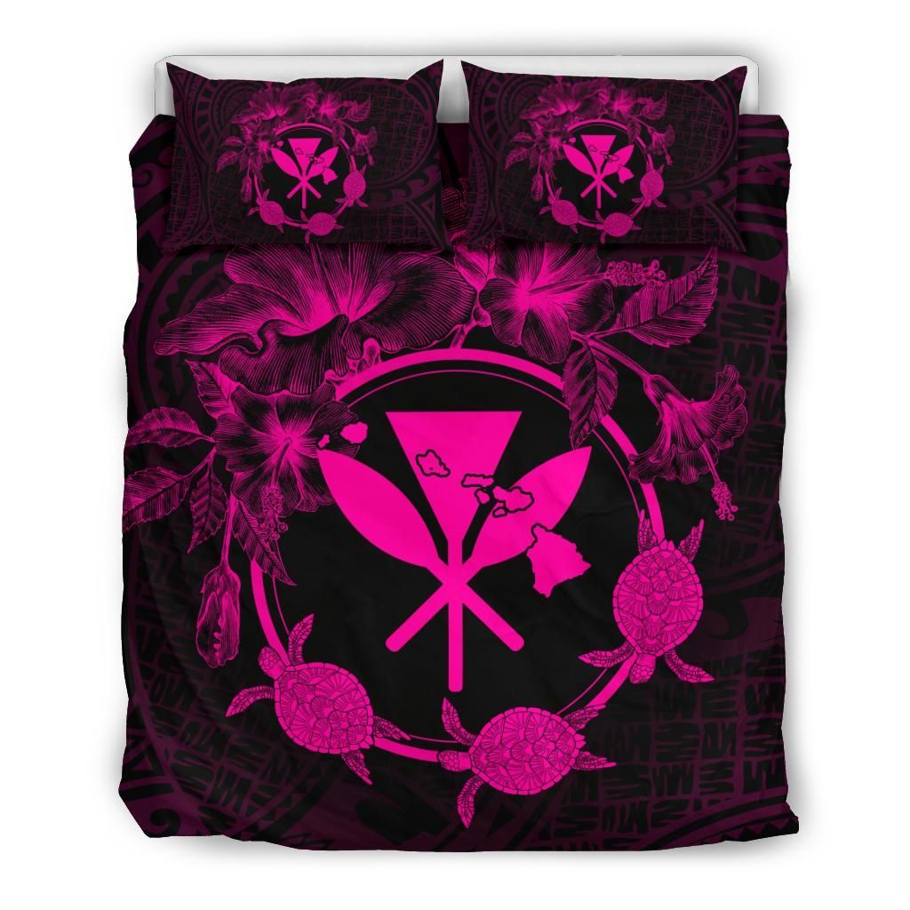 Hawaii Kanaka Turtle Hibiscus Polynesian Anthea Style Pink Bedding Set