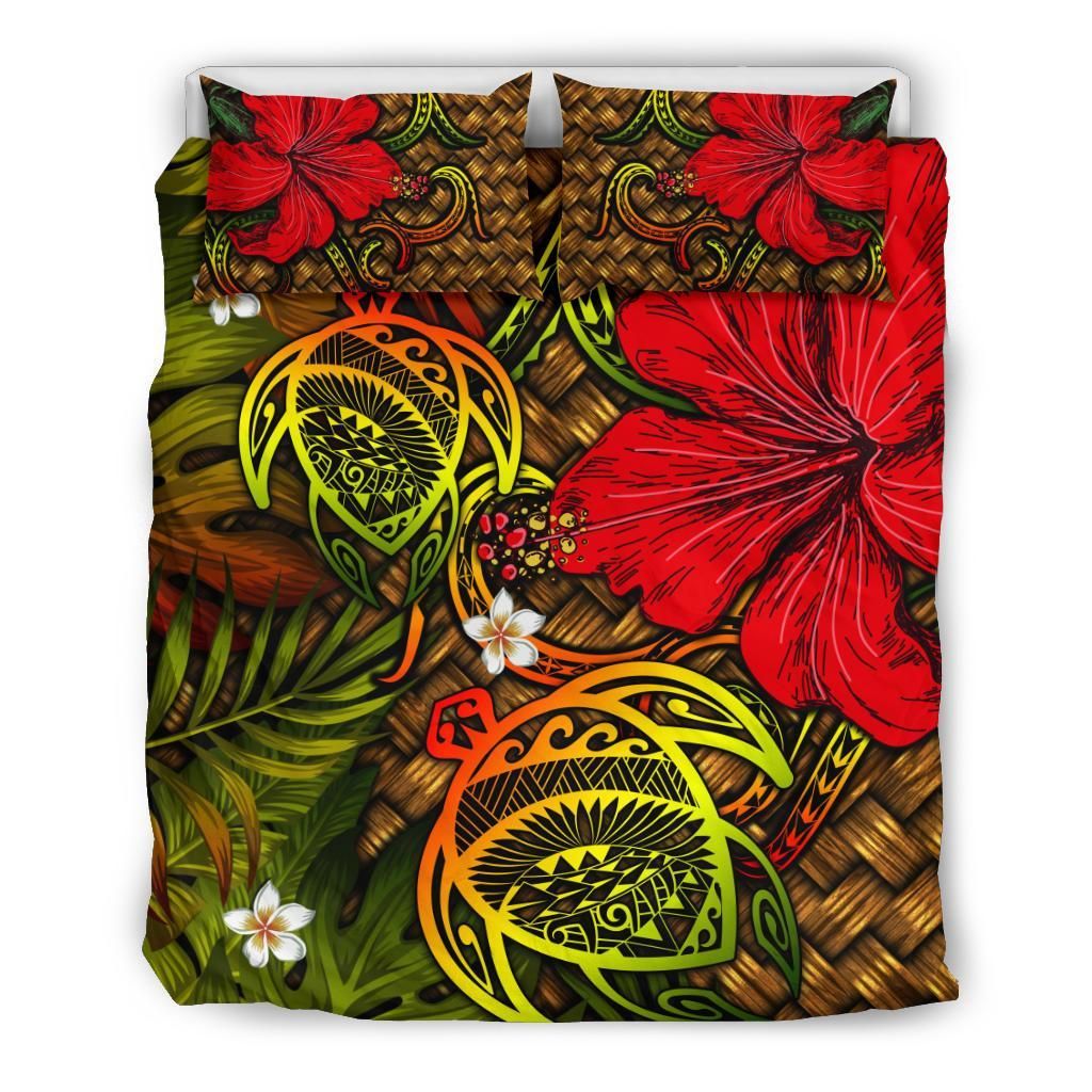 Hawaii Lauhala Hibiscus Polynesian Tropical Reggae Wake Style Bedding Set
