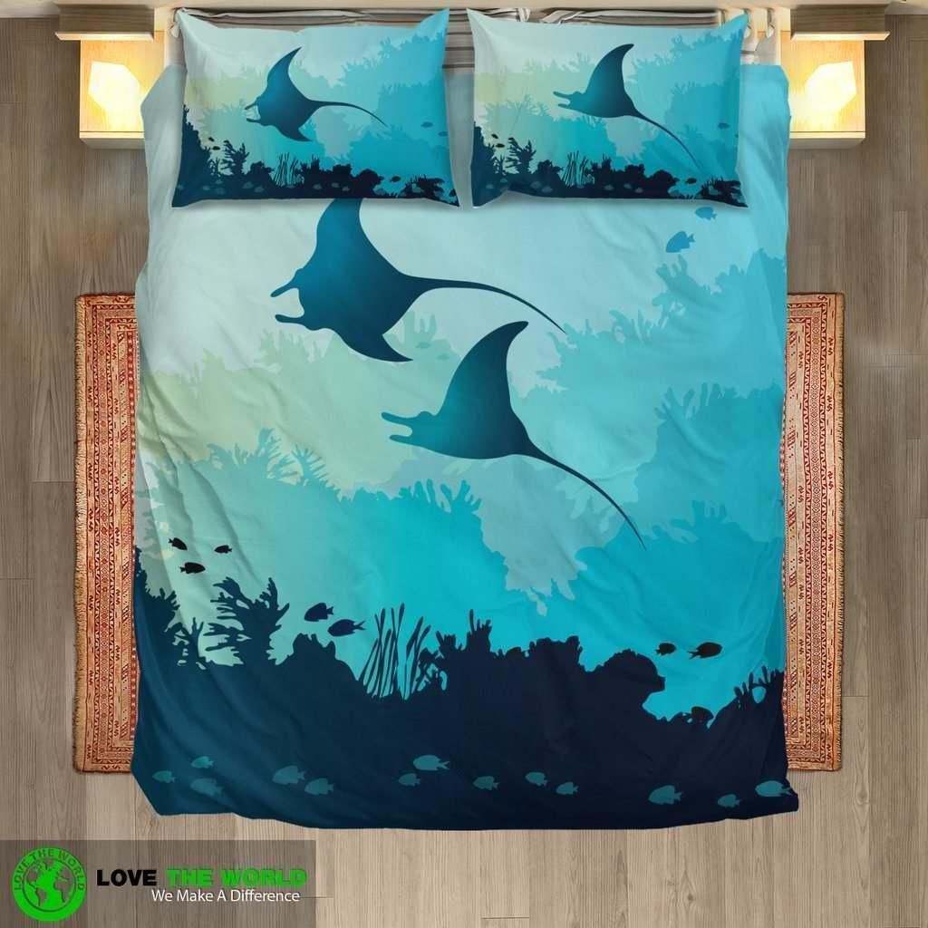 Hawaii Manta Ray And Pillow Cases Bedding Set