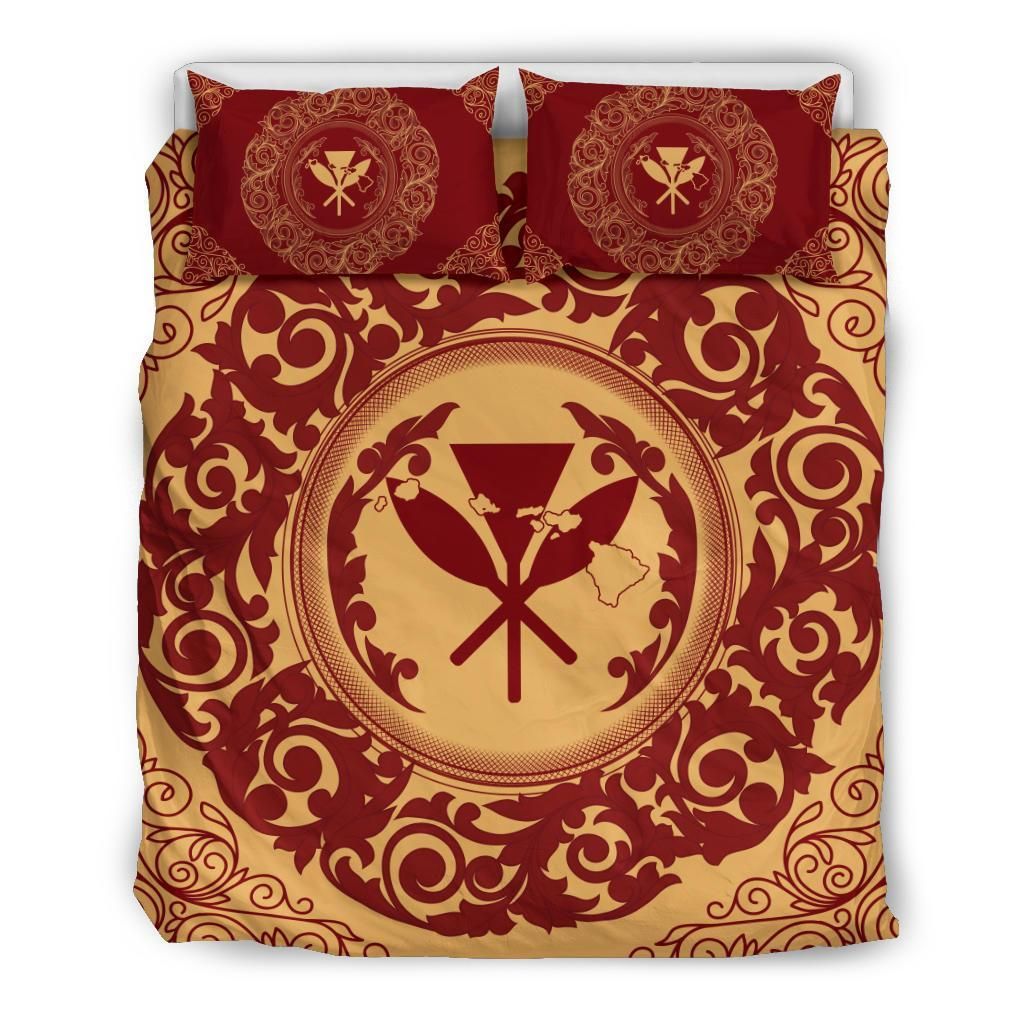 Hawaii Map And Taupe Bedding Set