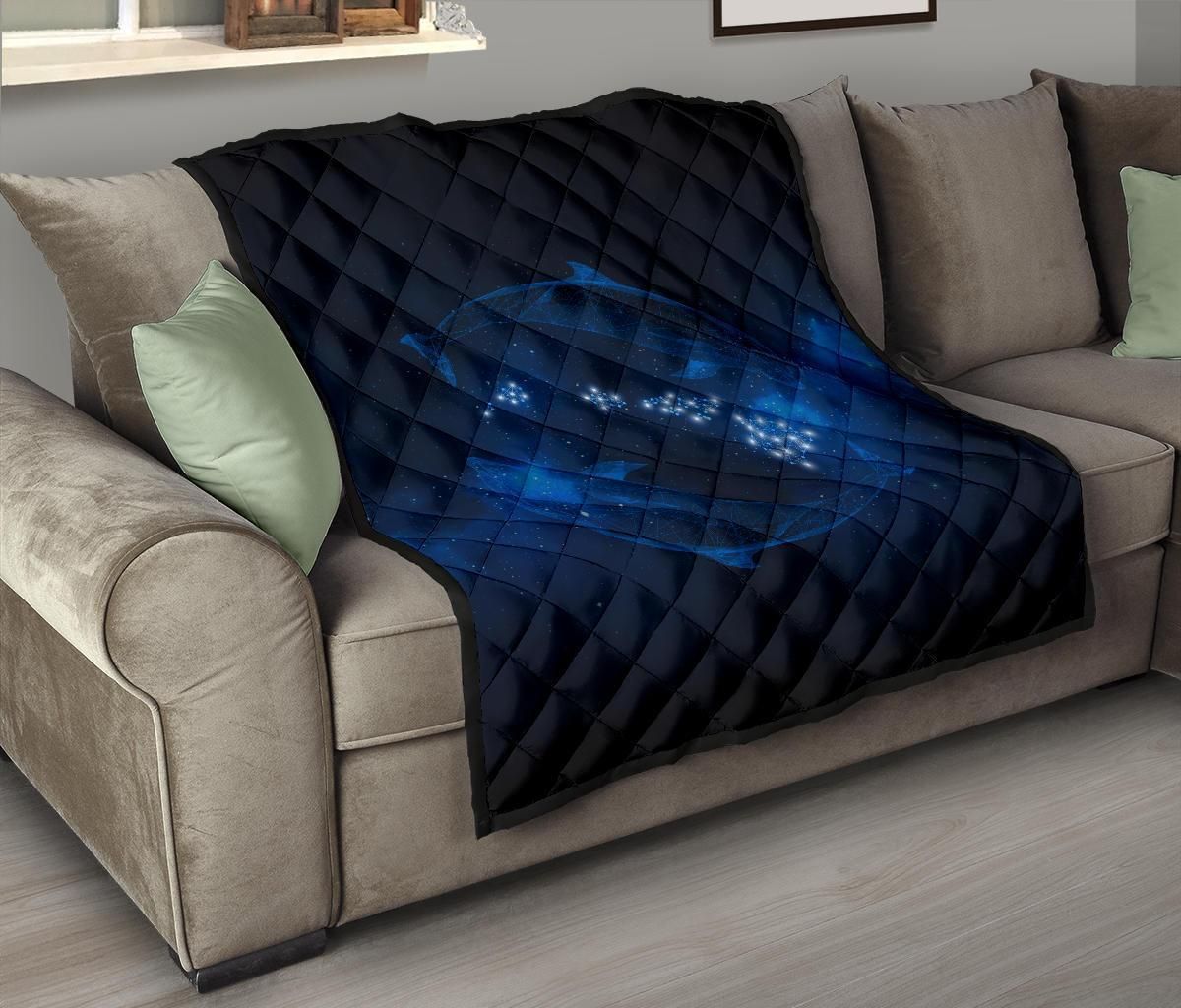 Hawaii Map Galaxy Dolphin Premium Quilt Blue J4 DHC221110054DD