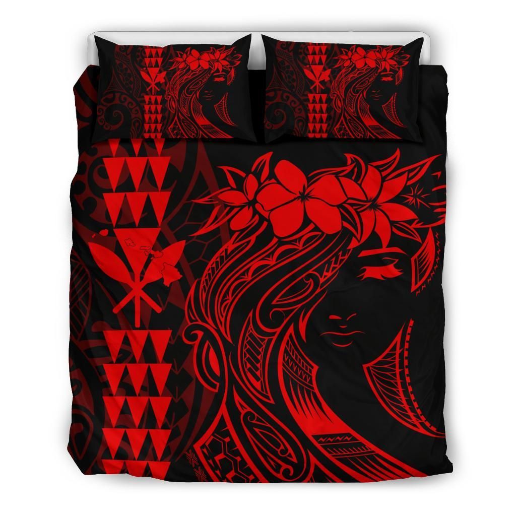 Hawaii Map Kanaka Polynesian Hula Girl Bedding Set