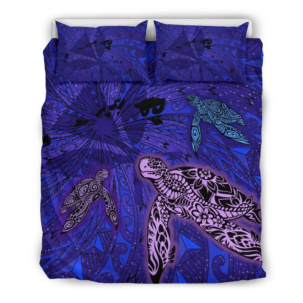 Hawaii Map Kanaka Turtle Volcano Style Bedding Set