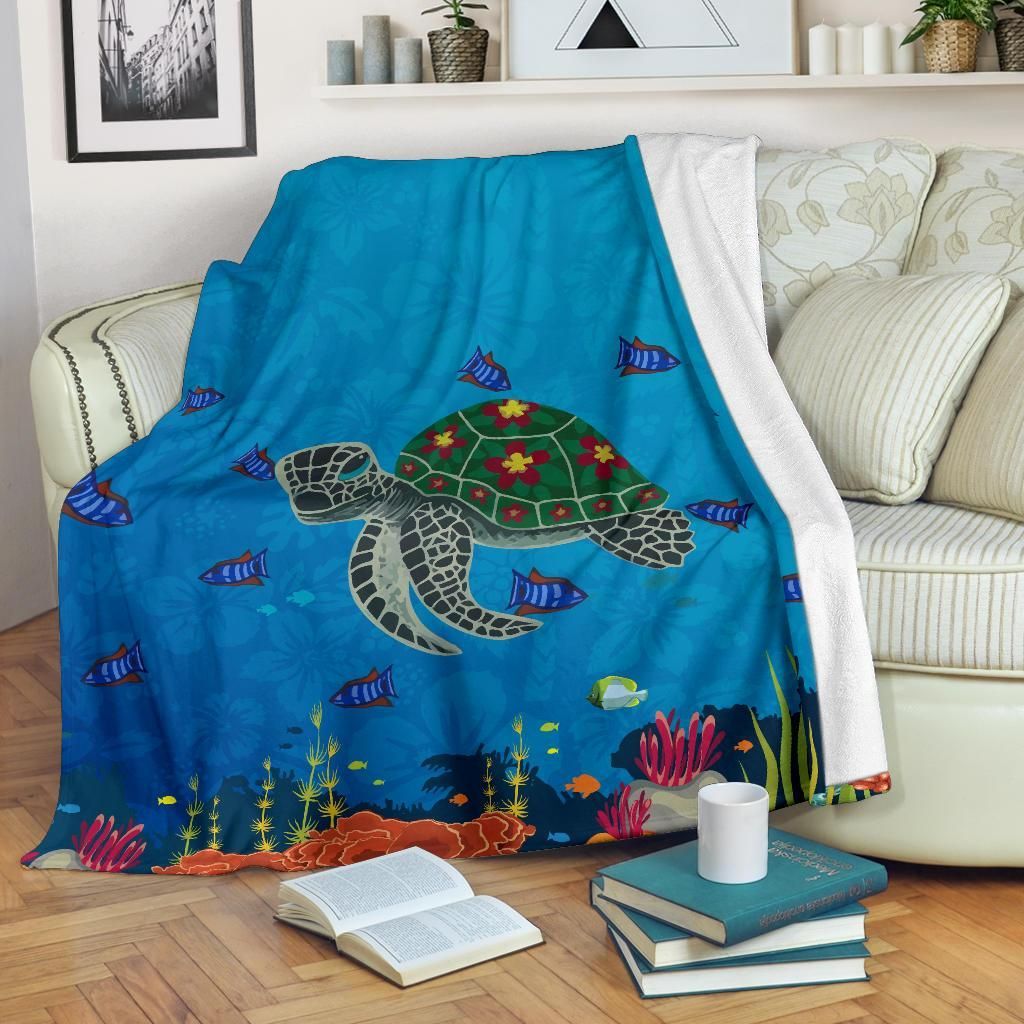 Hawaii Ocean Turtle Sherpa Fleece Blanket