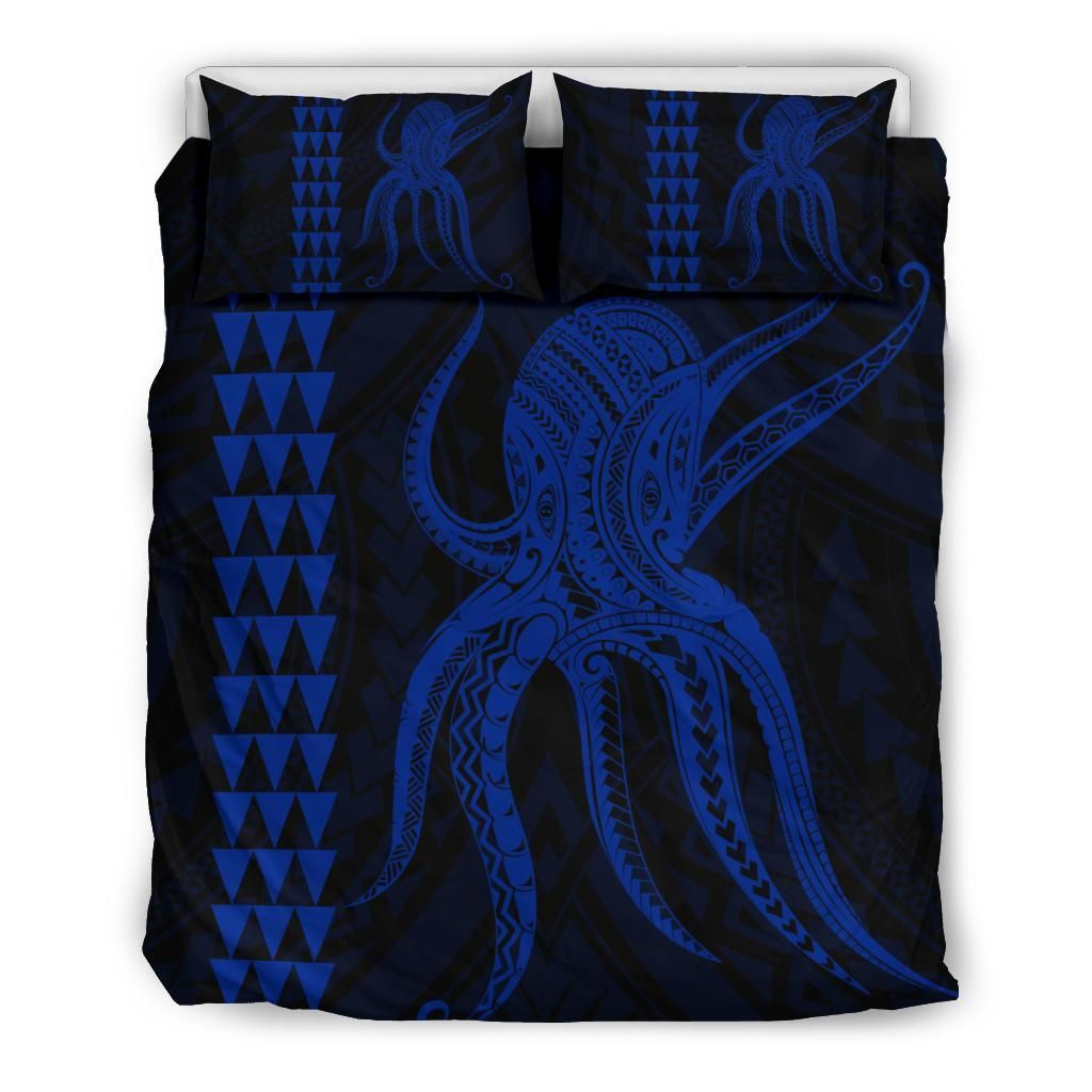 Hawaii Octopus Kakau Polynesian Blue Bedding Set
