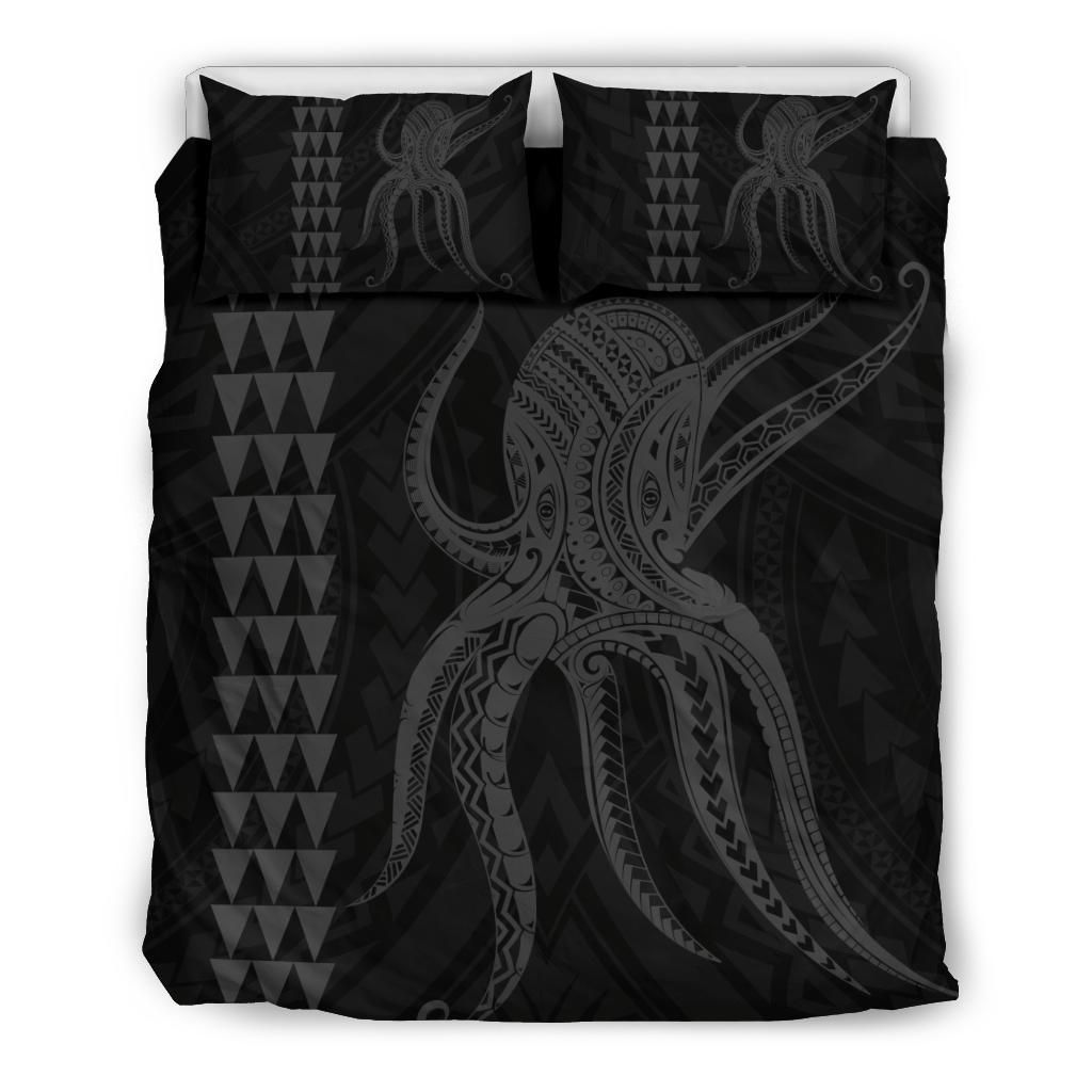 Hawaii Octopus Kakau Polynesian Gray Style Bedding Set