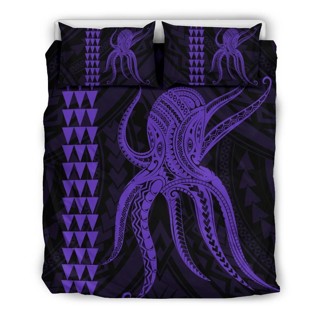 Hawaii Octopus Kakau Polynesian Purple Bedding Set