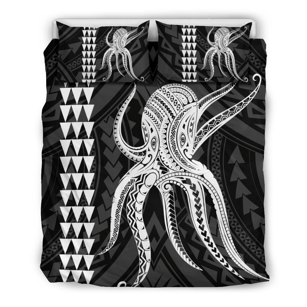 Hawaii Octopus Kakau Polynesian White Bedding Set