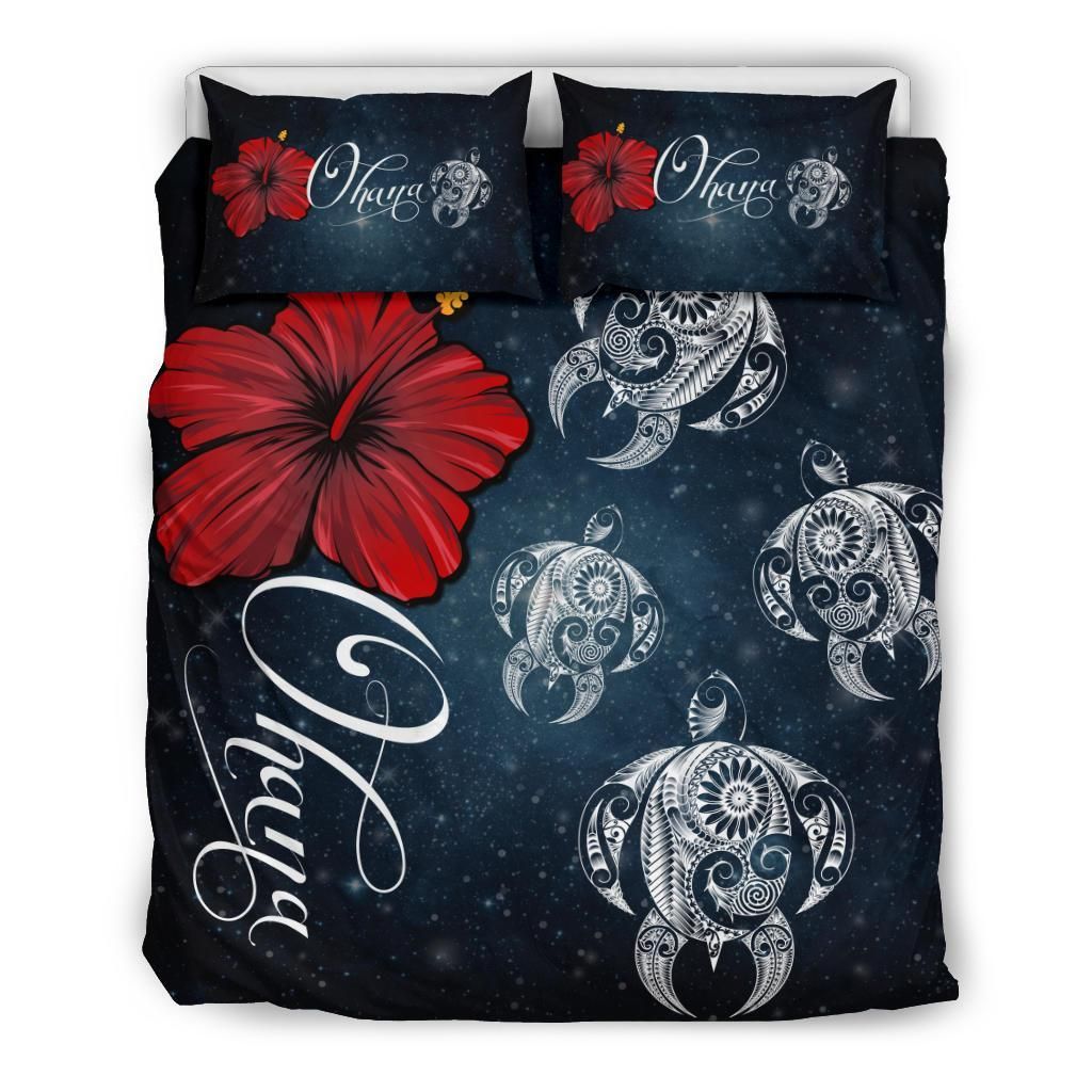 Hawaii Ohana Turtle Hibiscus Galaxy Bedding Set