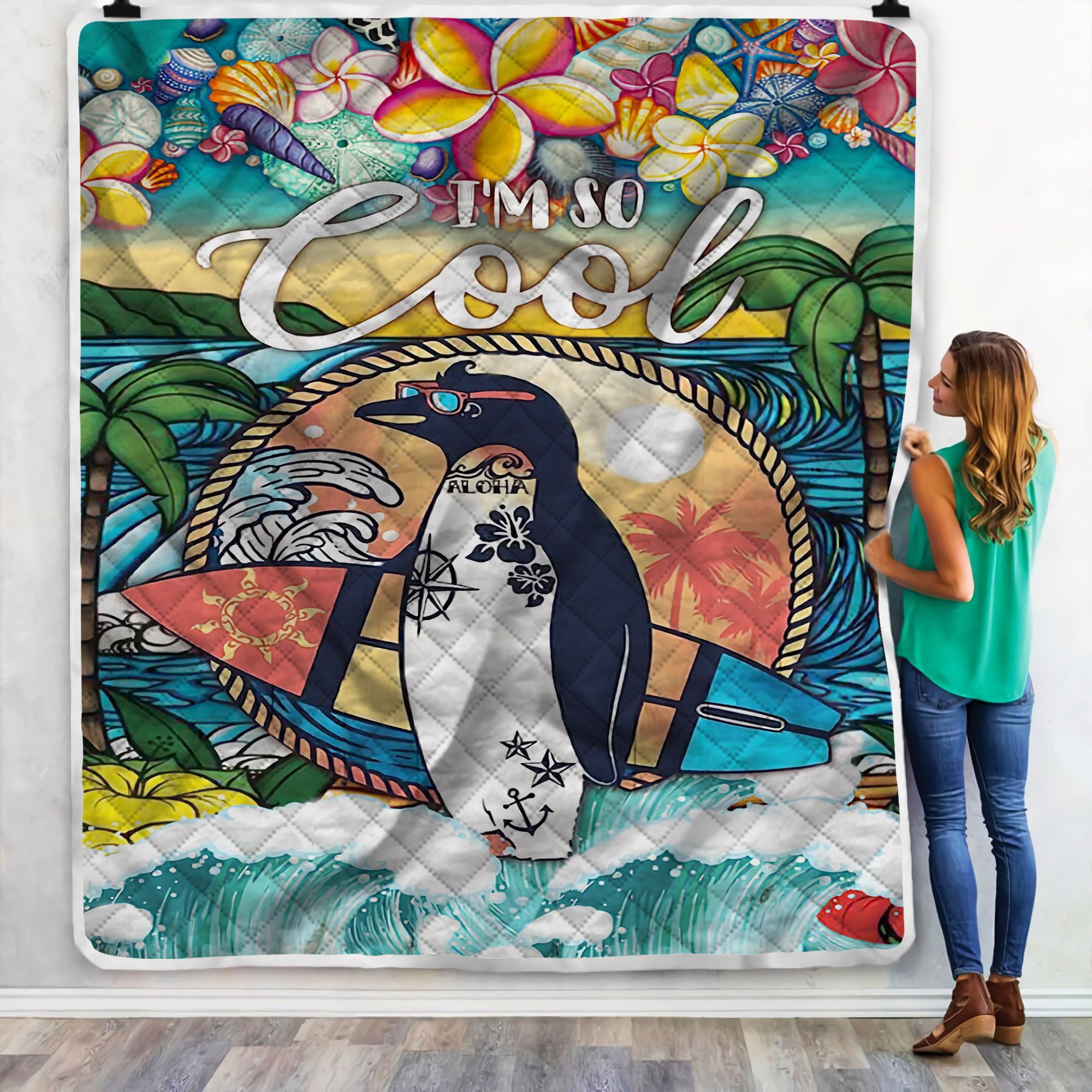 Hawaii Penguin Sherpa Fleece Blanket