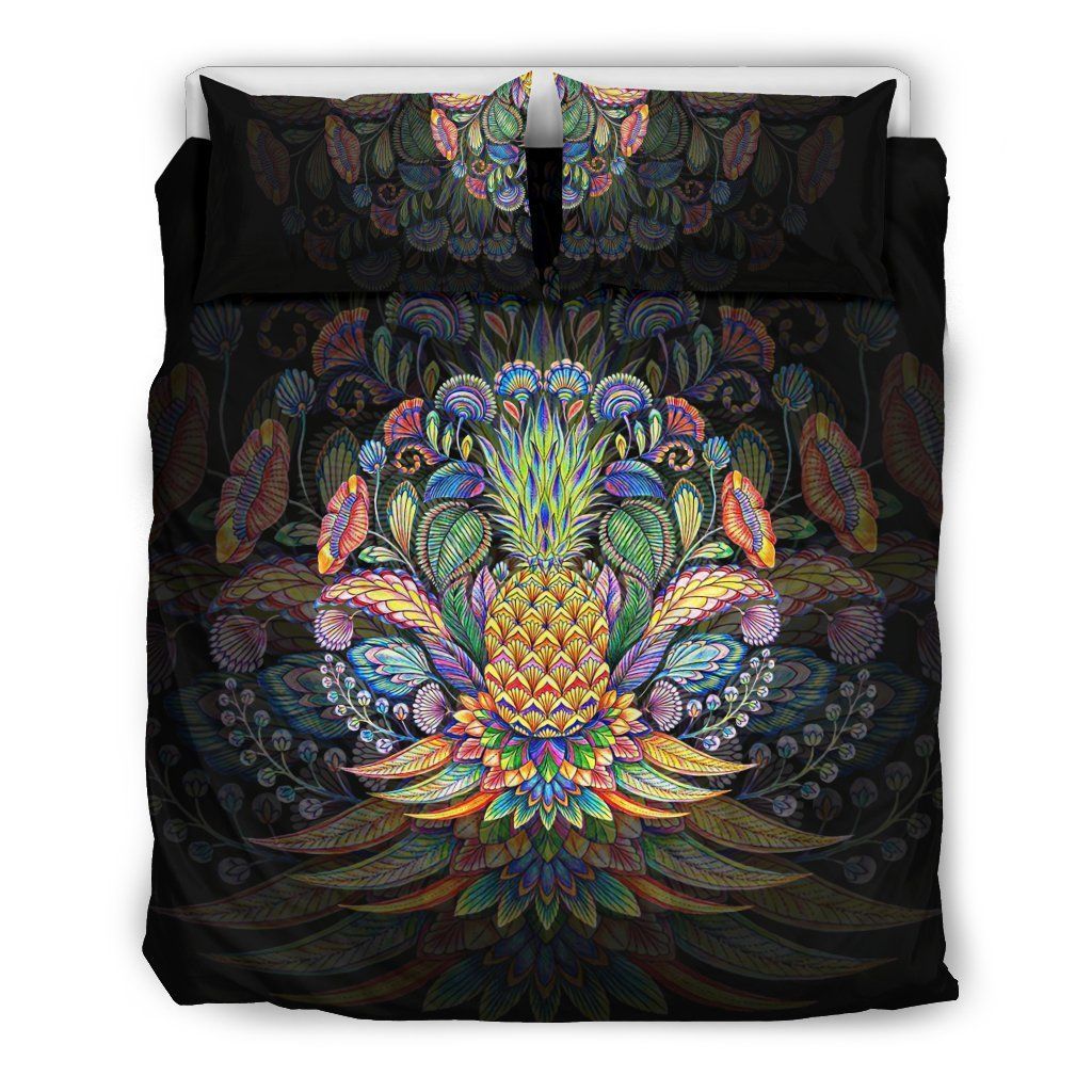 Hawaii Pineapple Tropical Black Bedding Set