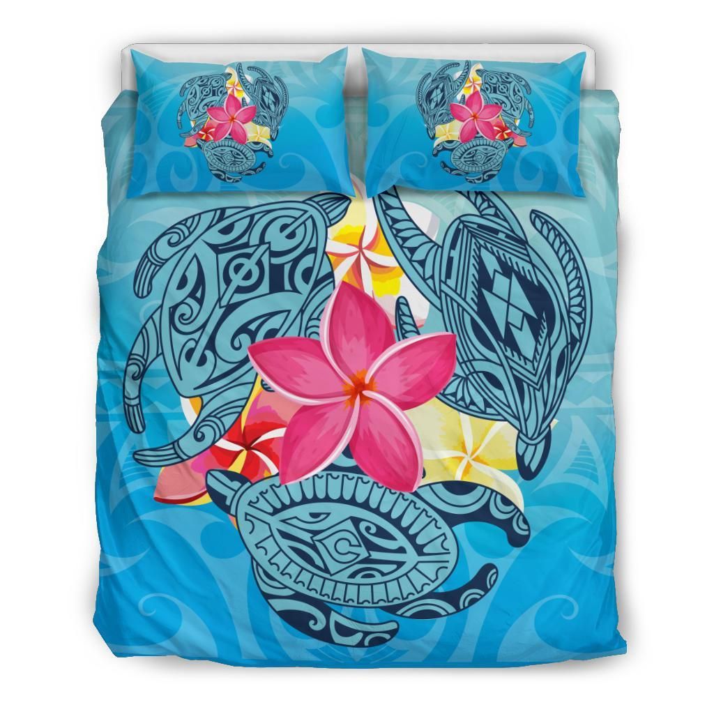 Hawaii Plumeria Deep Sea Circle Turtle Bedding Set