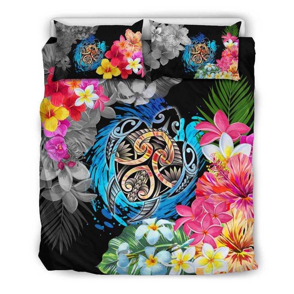 Hawaii Plumeria Hibiscus Wave Turtle Bedding Set