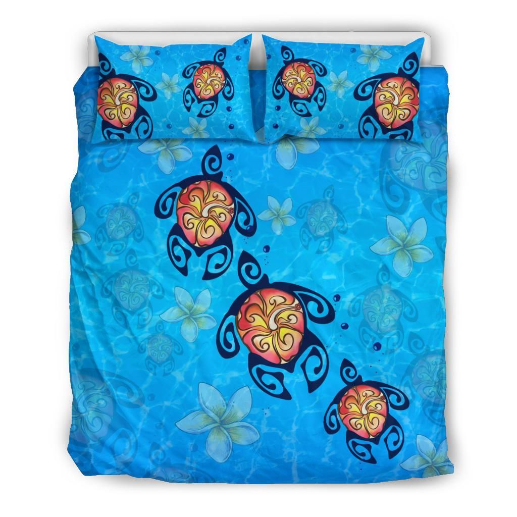 Hawaii Plumeria Turtle In The Ocean Bedding Set