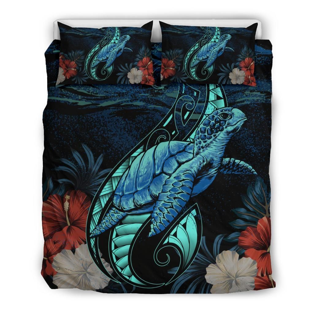 Hawaii Polynesian Honu Sea Hibiscus Bedding Set