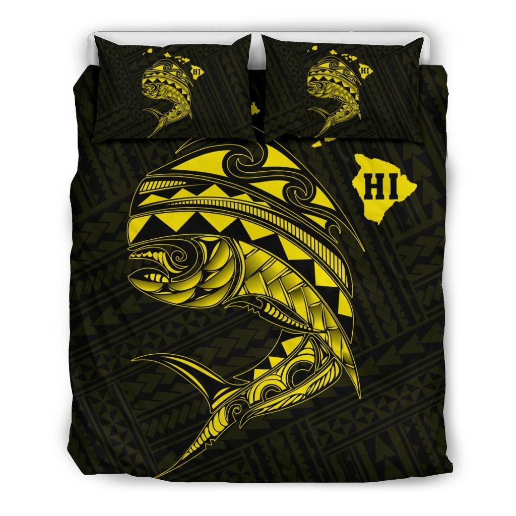 Hawaii Polynesian Mahi Common Dolphinfish Yellow Bedding Set