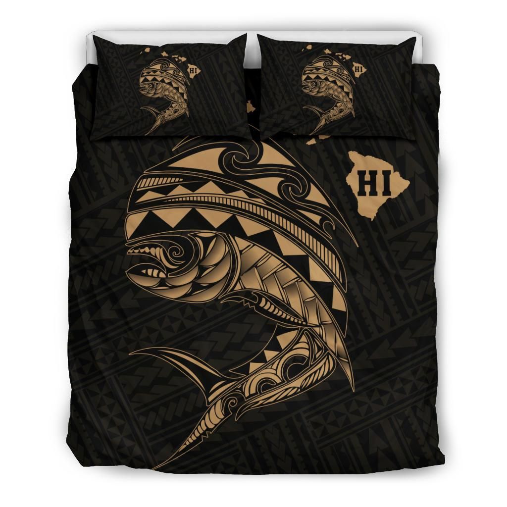 Hawaii Polynesian Mahi mahi Common Dolphinfish Gold Bedding Set