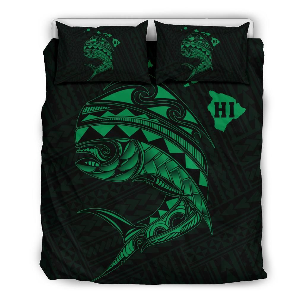 Hawaii Polynesian Mahi Mahi Common Dolphinfish Green Bedding Set