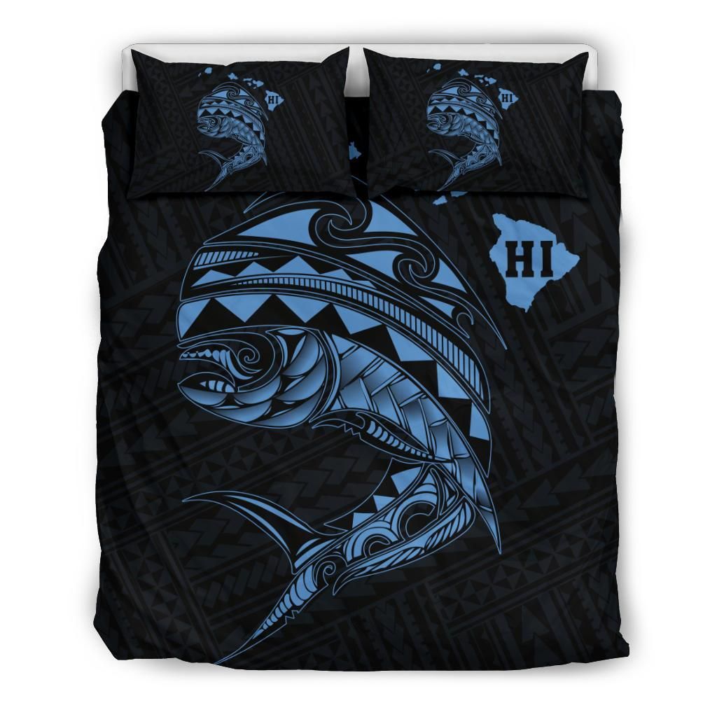 Hawaii Polynesian Mahi Mahi Common Dolphinfish Pastel Blue Bedding Set