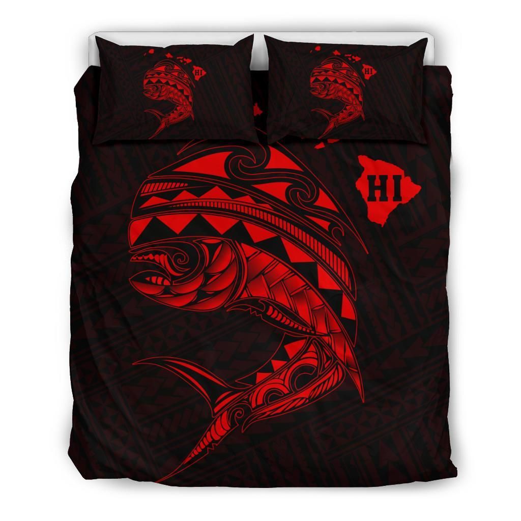 Hawaii Polynesian Mahi mahi Common Dolphinfish Red Bedding Set