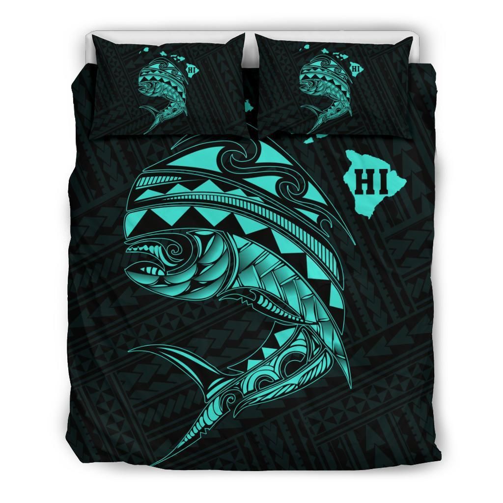 Hawaii Polynesian Mahi mahi Common Dolphinfish Turquoise Bedding Set