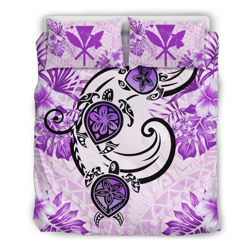 Hawaii Polynesian Plumeria Hibiscus Turtle Pink Bedding Set