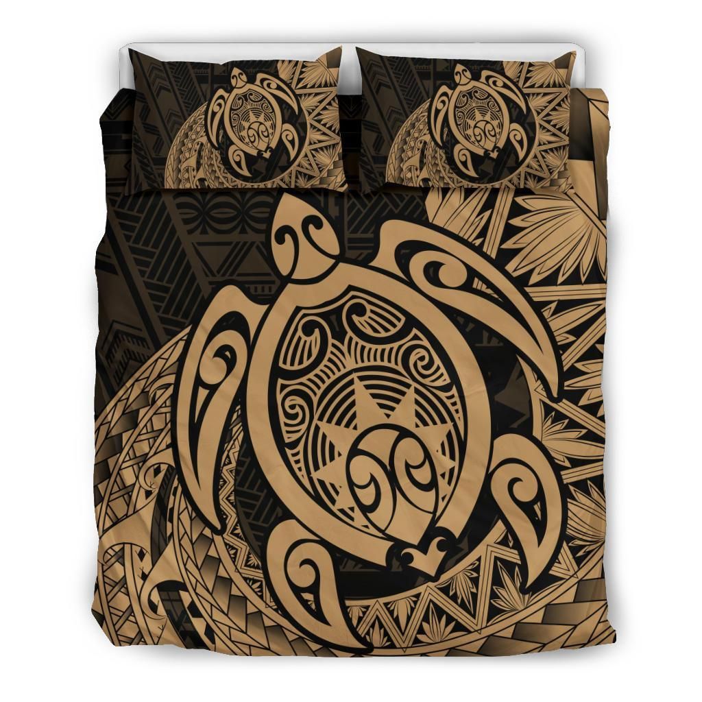 Hawaii Polynesian Turtle Daria Style Gold Bedding Set