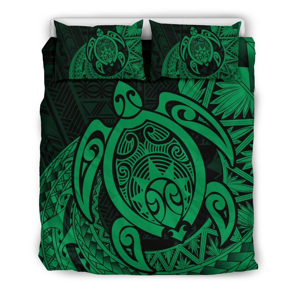 Hawaii Polynesian Turtle Daria Style Green Bedding Set