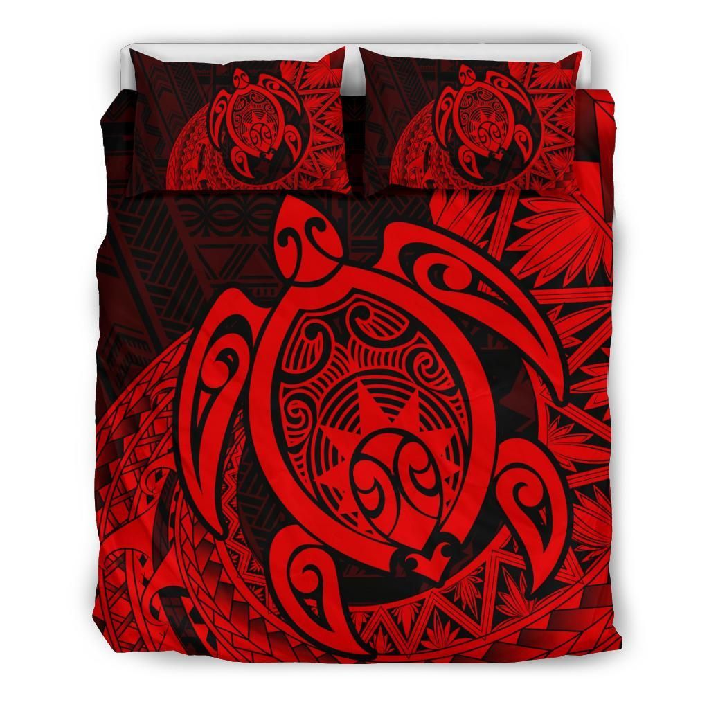 Hawaii Polynesian Turtle Daria Style Red Bedding Set