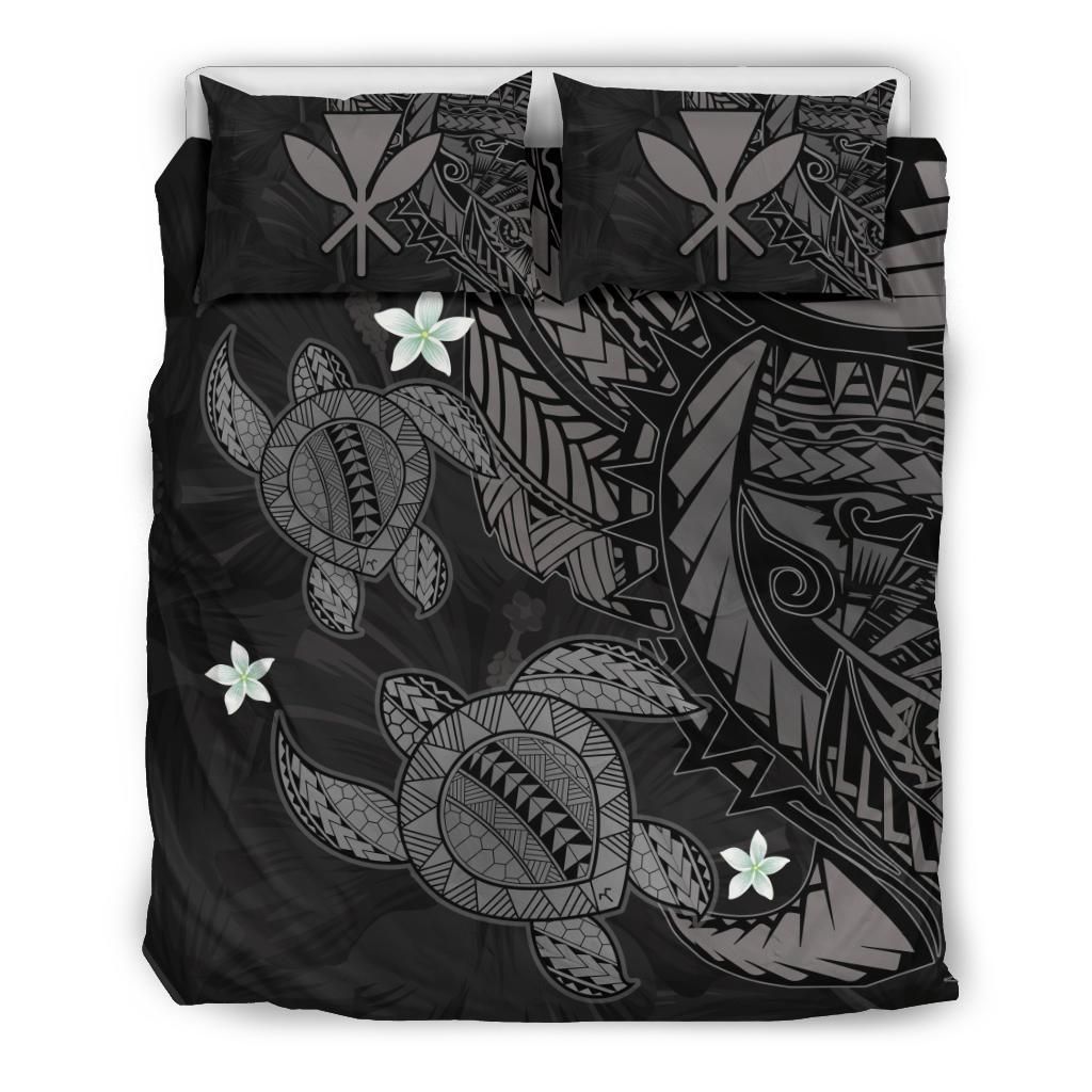 Hawaii Polynesian Turtle Hibiscus Grey Bedding Set