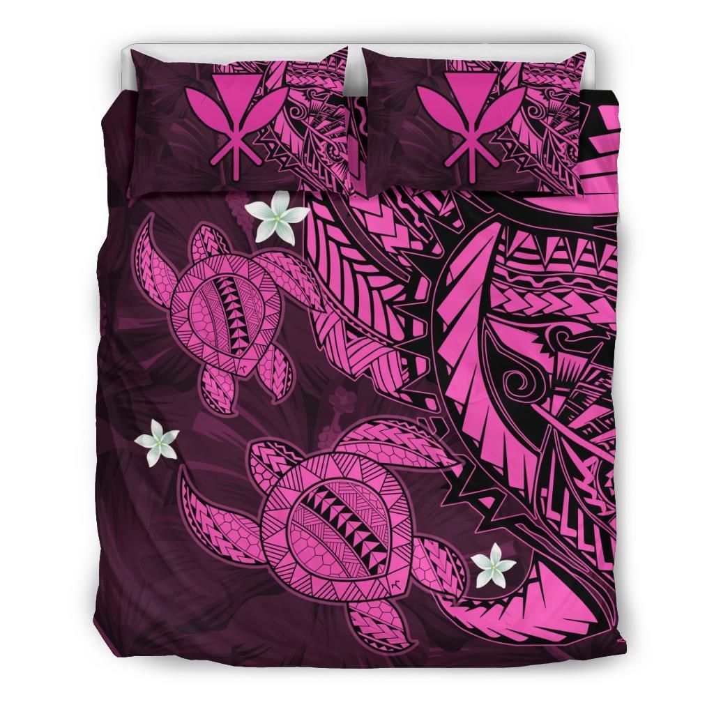 Hawaii Polynesian Turtle Hibiscus Pink Bedding Set