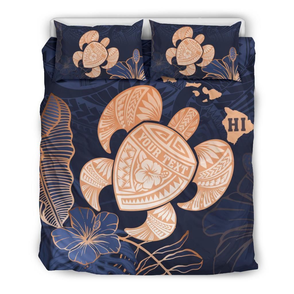 Hawaii Polynesian Turtle Map Hibiscus Tropical Bedding Set