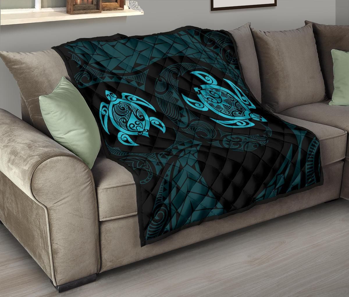 Hawaii Polynesian Turtle Premium Quilt Blue J7 DHC221110108DD