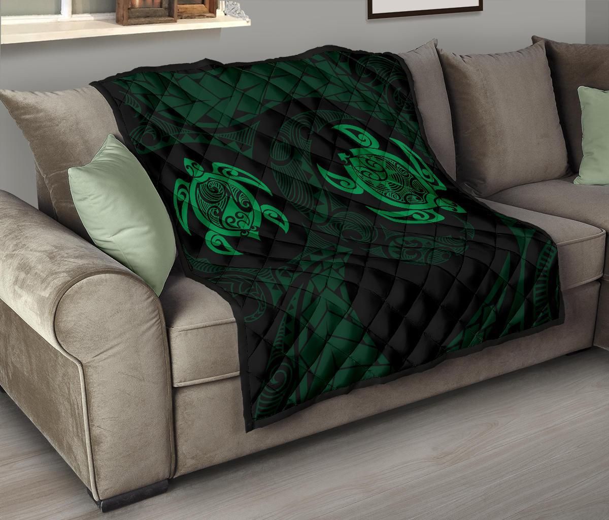 Hawaii Polynesian Turtle Premium Quilt Green J7 DHC221110110DD