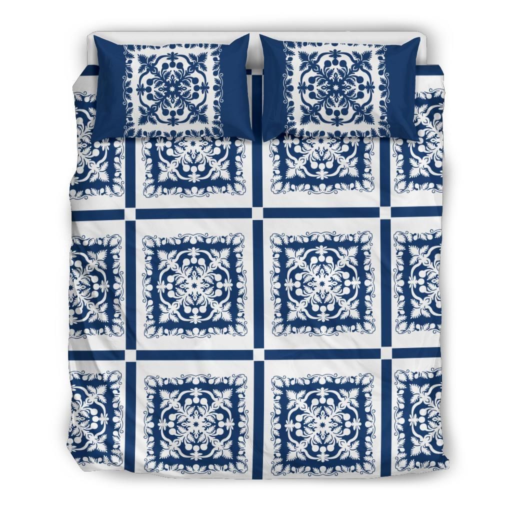 Hawaii Royal Blue White Bedding Set