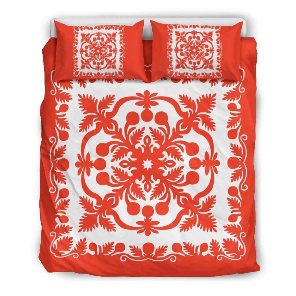Hawaii Royal Pattern Orange And White Bedding Set