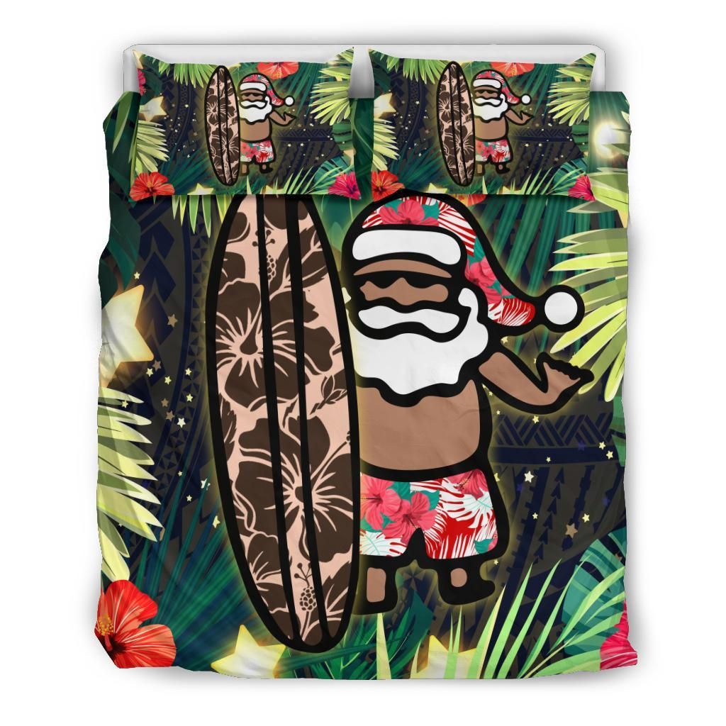 Hawaii Santa Claus Surf Christmas Pattern Bedding Set