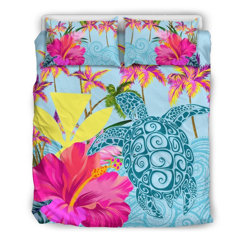 Hawaii Sea Turtle Hibiscus Kanaka Bedding Set
