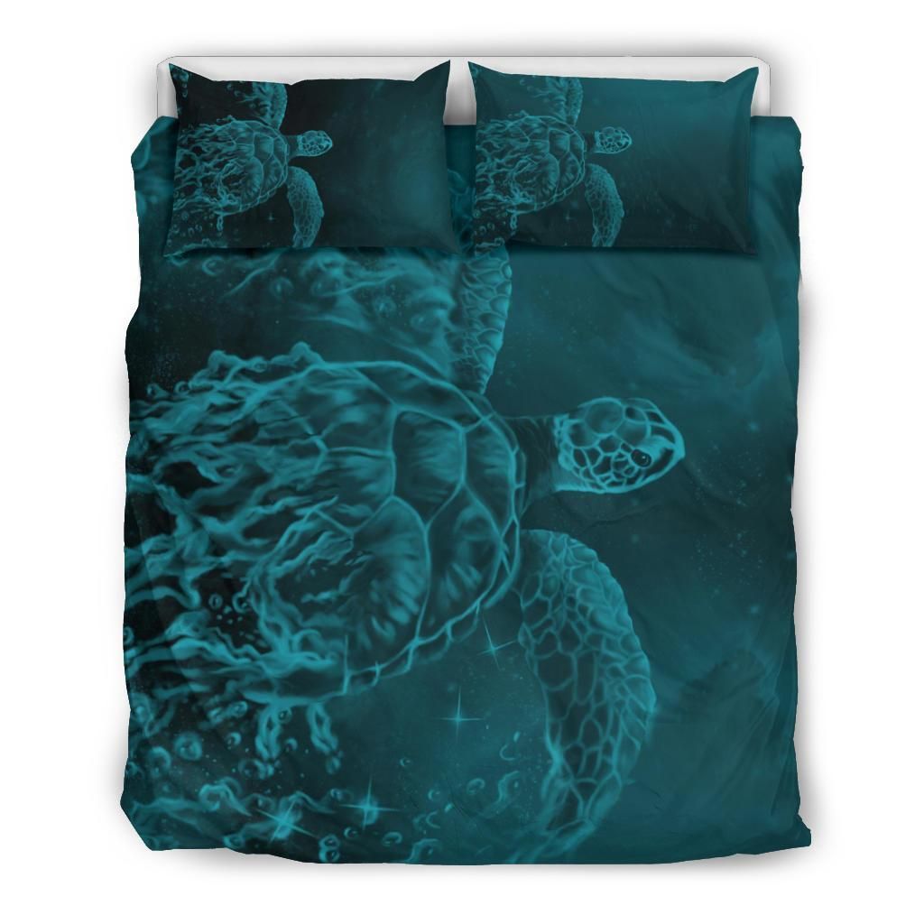 Hawaii Sea Turtle Water Color Travel Galaxy Blue Bedding Set
