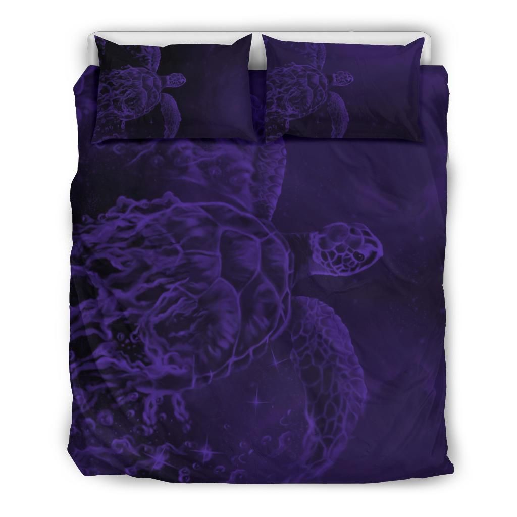 Hawaii Sea Turtle Water Color Travel Galaxy Purple Bedding Set