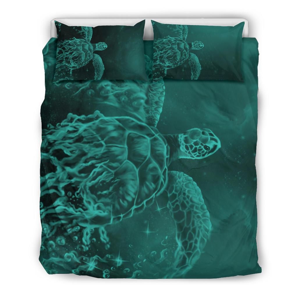 Hawaii Sea Turtle Water Color Travel Galaxy Turquoise Bedding Set