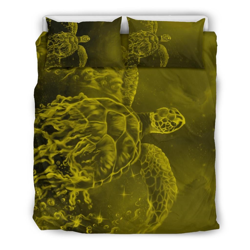 Hawaii Sea Turtle Water Color Travel Galaxy Yellow Bedding Set