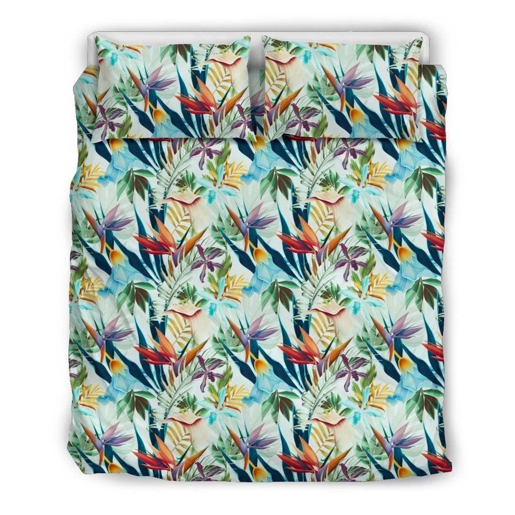 Hawaii Seamless Tropical Flower Plant And Leaf  Bedding Set
