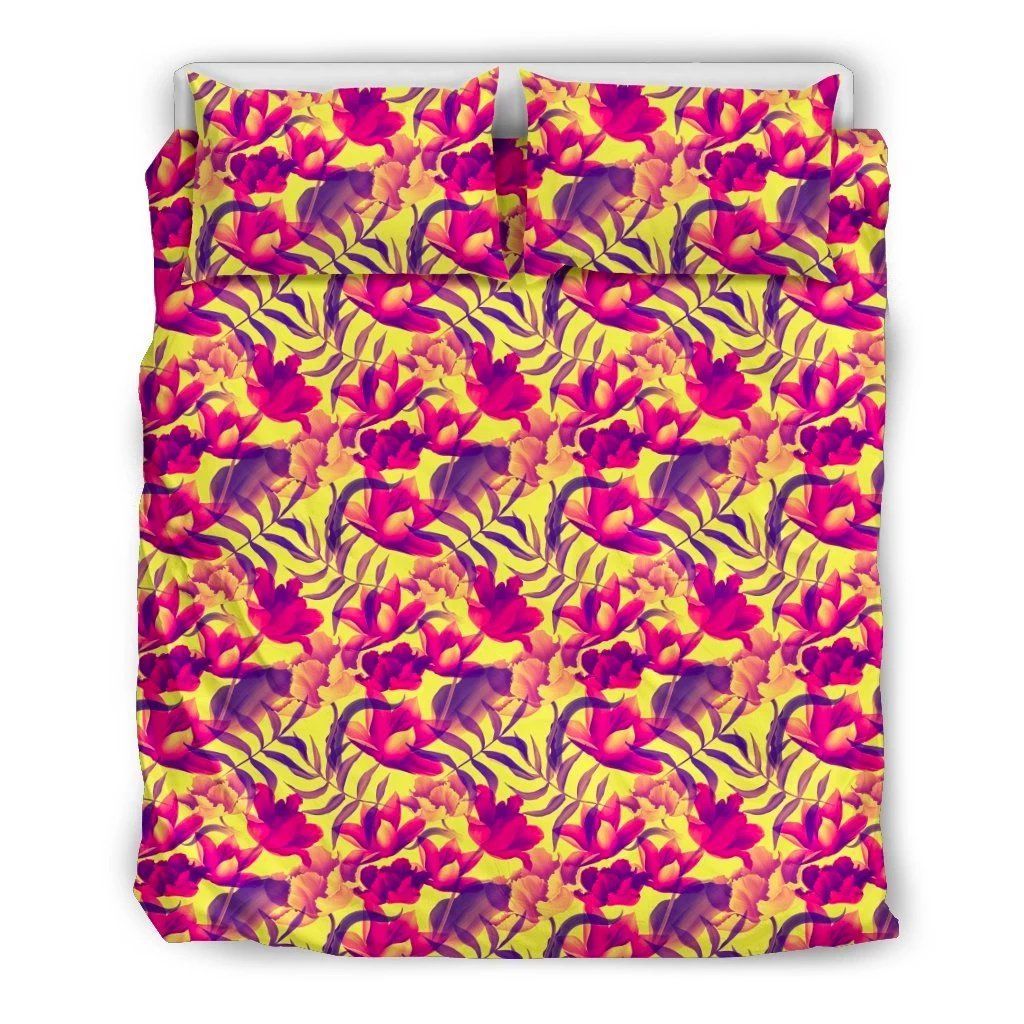 Hawaii Seamless Tropical Flower Plant Pattern Background Bedding Set