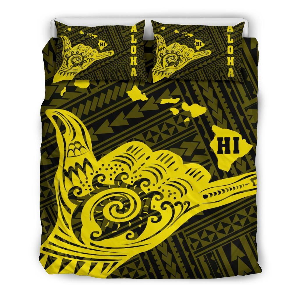 Hawaii Shaka Polynesian Yellow Bedding Set