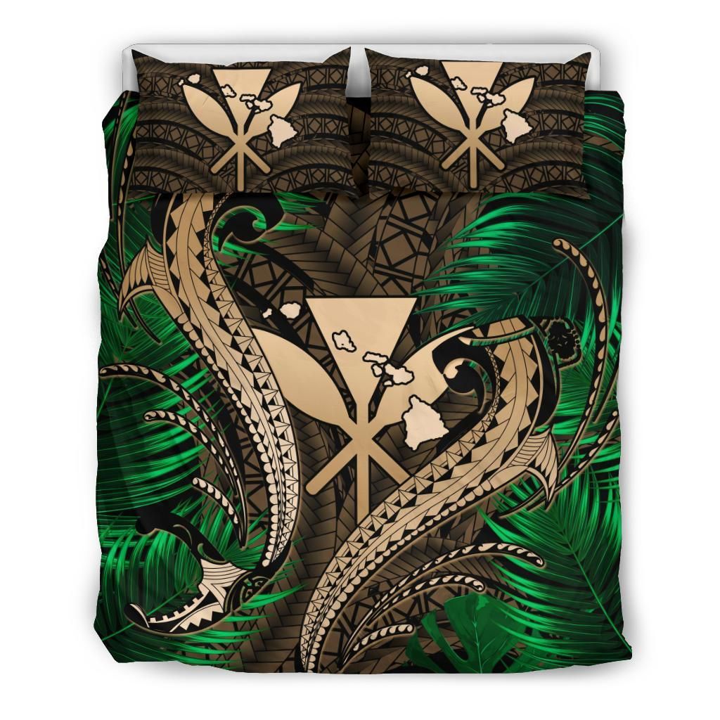 Hawaii Shark Polynesian Tropical Gold Bedding Set