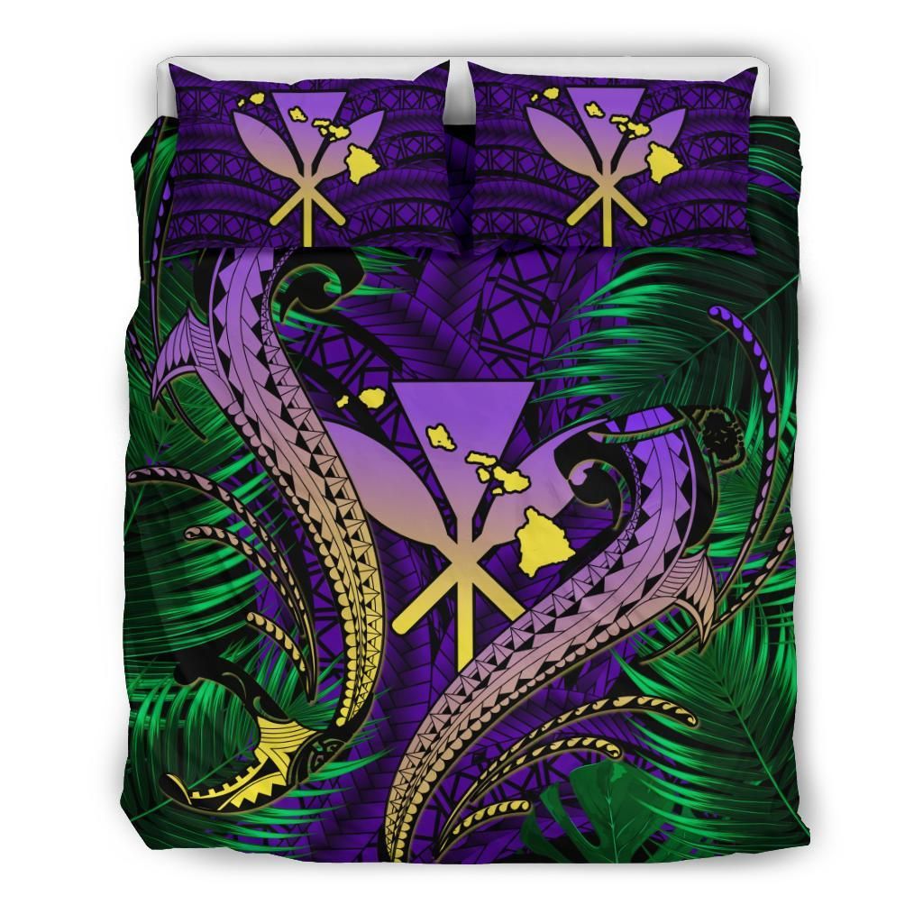 Hawaii Shark Polynesian Tropical Purple Bedding Set
